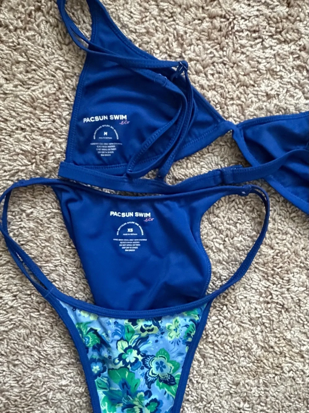 Blue Floral Bikini Set - Women's Swim